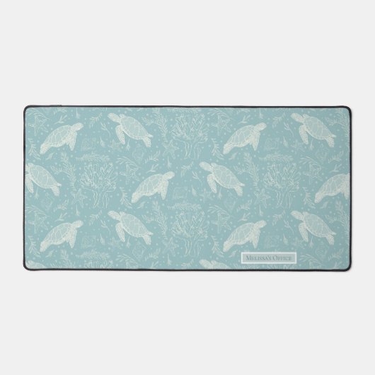 Strand Kust Zee Schildpadden Koraal lijn Art Aqua Bureaumat (Voorkant)
