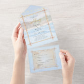 Strand Kuststrings Lichten Bruiloft RSVP MENU All In One Uitnodiging (Afscheurbaar)