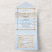 Strand Kuststrings Lichten Bruiloft RSVP MENU All In One Uitnodiging (Binnen)