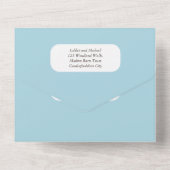 Strand Kuststrings Lichten Bruiloft RSVP MENU All In One Uitnodiging (Achterkant)