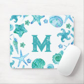 Strand Kustzee schelpen en zeesterren Waterverf Muismat (Met muis)