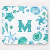 Strand Kustzee schelpen en zeesterren Waterverf Muismat (Voorkant)