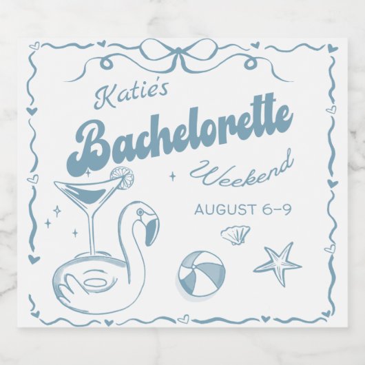 Strand Laatste Toast Bachelorette Party Sparkling Wijnetiket (Enkel label)