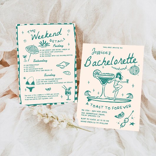 Strand Laatste Toast Funky Bachelorette Weekend Kaart