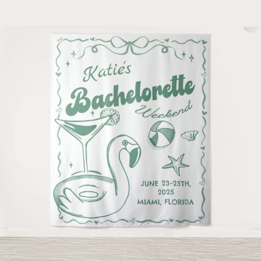 Strand Laatste Toast Groene Bachelorette Feest Wandkleed (Voorkant)