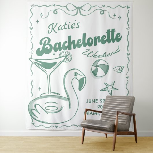 Strand Laatste Toast Groene Meidenavakantie Wandkleed (In situ)