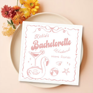 Strand Laatste Toast Roze Bachelorette Party Serve Servet