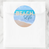 Strand leven. Blue Skies Tropical Paradise Aqua Ze Ronde Sticker (Tas)