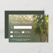 Strand Lichten Palmboom Tropische bruiloft RSVP Ka (Voorkant / Achterkant)