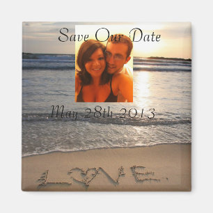 Strand Liefde Bruiloft Save the Date Personaliseer Magneet