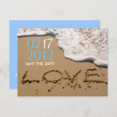 Strand "Liefde in het zand" Save the Date Aankondigingskaart (Voorkant / Achterkant)