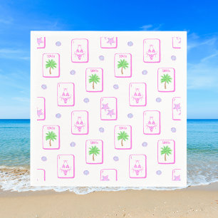 Strand Mahjong Bikini Zeester Palmboom Kust Servet