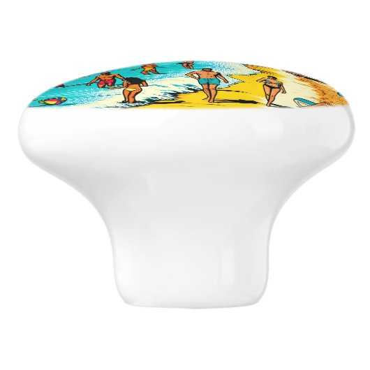 Strand met een Comic Book Pop Art Vibe Keramische Knop (Zijkant)