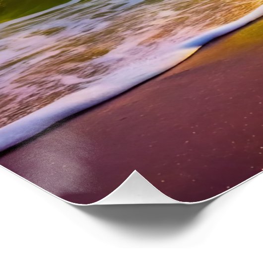 Strand met gele en roze oceaangolven perfect poster (Hoek)