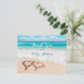 Strand met harten op het zand Dank je kaart (Staand voorkant)