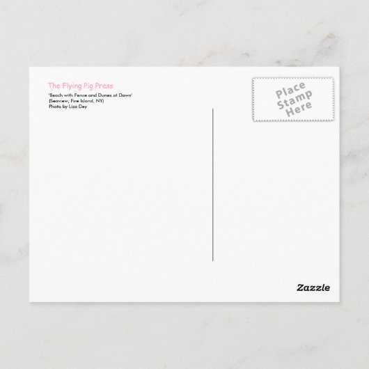 'Strand met hek en duinen bij dageraad' Briefkaart (Achterkant)