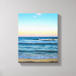 Strand met licht golvend beeld op canvas afdruk