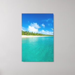 strand met palmbomen, Tonga Canvas Afdruk