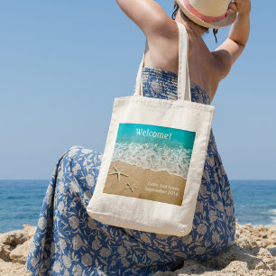 strand met staartvis tote bag