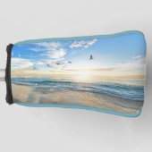 Strand met vogels die over het water vliegen Putte Golfheadcover (Voorkant)