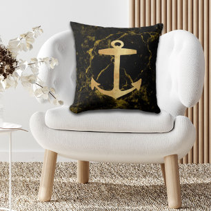 Strand minimalistische chique gouden anker zwart m kussen