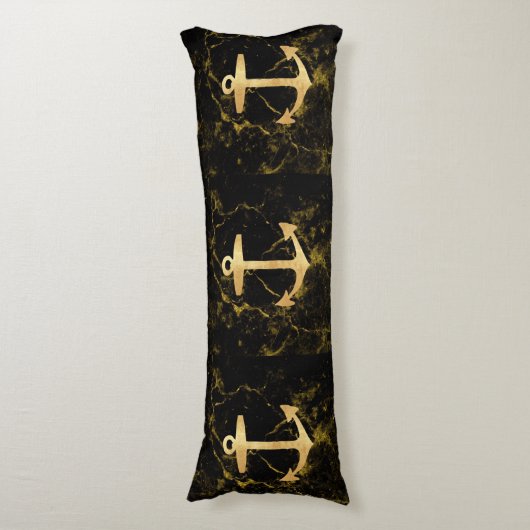 Strand minimalistische chique gouden anker zwart m lichaamskussen (Voorkant Verticaal)