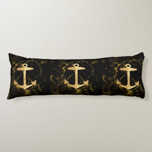 Strand minimalistische chique gouden anker zwart m lichaamskussen (Voorkant)