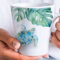 Strand Mokken Turquoise Blauwe Aquarel Zeeschildpa