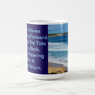 Strand Motivatie Quote: Als De Golven Blijven Bewe Koffiemok