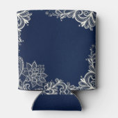 strand nautische witte kant marine blauwe bruiloft blikjeskoeler (Achterkant)