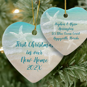 Strand Nieuw Thuis Eerste Kerst Ster Keramisch Ornament
