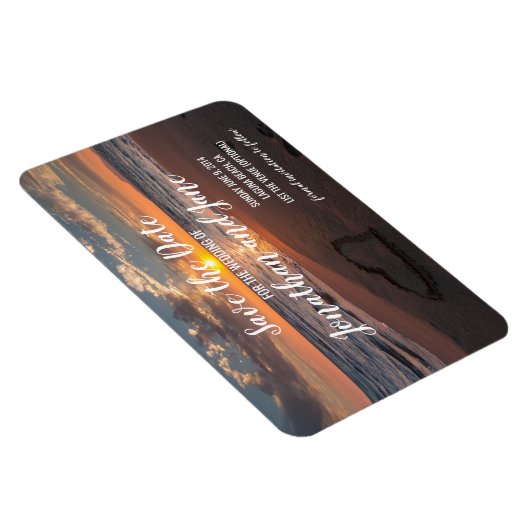 Strand Oceaan Bruiloft Hart Deluxe Save the Date Magneet (Rechterzijde)