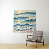 Strand Oceaan Groen Blauw Geel Ontwerp 345 Wandkleed (In situ)