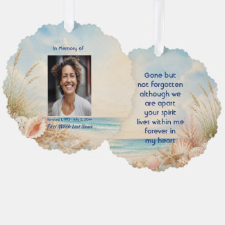 Strand Oceaan Herdenkingsgebedskaart Foto Aandenke Ornament Kaart