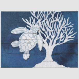 Strand Oceaan Zee Schildpad Koraal Marine Blauw Wi Tissuepapier