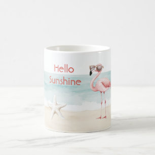 Strand Oceaan Zeester Roze Flamingo Hallo Zonnesch Koffiemok