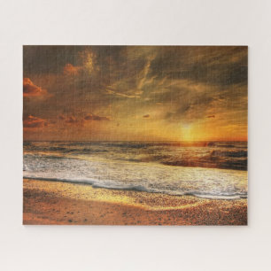 Strand Oceaan Zonsondergang Foto Puzzel