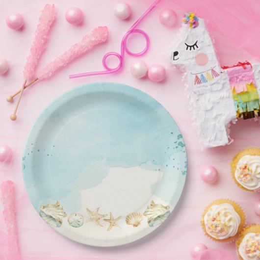 Strand Ocean Destination Bruids Verjaardag Papieren Bordje (Feest)