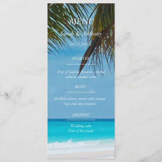 Strand Ocean Seaside 50e bruiloft Jubileum Voedsel Menu (Voorkant)