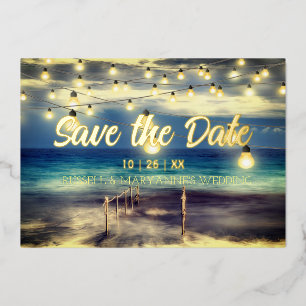 Strand Ocean Thema Save The Date Folie Uitnodiging