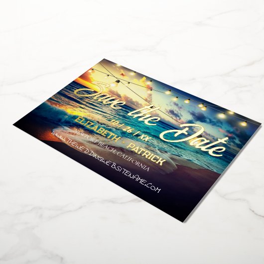 Strand Ocean Thema Save The Date Folie Uitnodiging (Gedraaid)