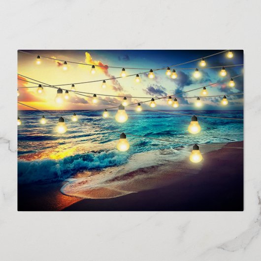 Strand Ocean Thema Save The Date Folie Uitnodiging (Achterkant)