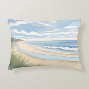 Strand Oever Wandel Kust Oceaan Aquarel Accent Kussen