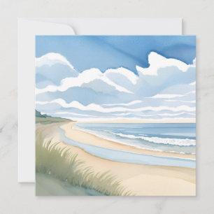 Strand Oever Wandel Kust Oceaan Aquarel Bedankkaart