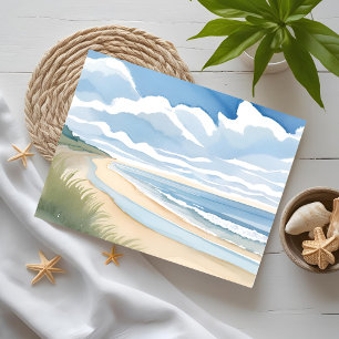 Strand Oever Wandel   Kust Oceaan Aquarel Briefkaart
