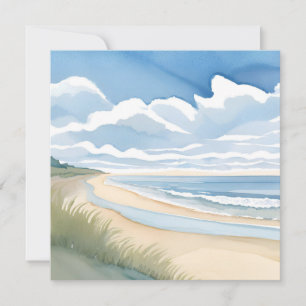 Strand Oever Wandel   Kust Oceaan Aquarel Kaart