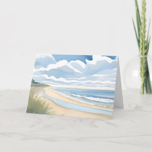 Strand Oever Wandel Kust Oceaan Aquarel Kaart