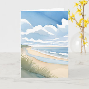 Strand Oever Wandel Kust Oceaan Aquarel Kaart