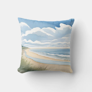 Strand Oever Wandel Kust Oceaan Aquarel Kussen