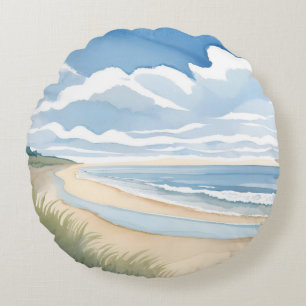 Strand Oever Wandel Kust Oceaan Aquarel Rond Kussen